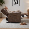 image:imageMCombo Power Wall Hugger Recliner Chair for Small Space RV Living Room USB amp USBC Charging Ports Modern Rolled Arm Recliner Faux Leather PR630 Navy Blue MediumDark Brown