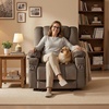 image:imageMCombo Recliner Chair for Adults Zero Gravity Recliner with Massage and Heat USB amp Type C Ports Cup Holders for Living Room PR670 Medium BrownBrown