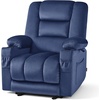image:imageMCombo Recliner Chair for Adults Zero Gravity Recliner with Massage and Heat USB amp Type C Ports Cup Holders for Living Room PR670 Medium BrownNavy Blue