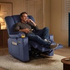 image:imageMCombo Recliner Chair for Adults Zero Gravity Recliner with Massage and Heat USB amp Type C Ports Cup Holders for Living Room PR670 Medium BrownNavy Blue