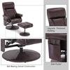 image:imageMCombo Swivel Recliner with Ottoman TV Chair with Vibration Massage Ideal for RV Small Space Living Room amp Bedroom 4539 4828 Textile Dark GreyDark Brown
