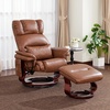 image:imageMCombo Swivel Recliners with Ottoman Reclining TV Chairs with Vibration Massage Faux Leather Ergonomic Lounge Chair for Living Room Bedroom 4832 SaddleSaddle