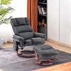 image:imageMCombo Swivel Recliners with Ottoman Reclining TV Chairs with Vibration Massage Faux Leather Ergonomic Lounge Chair for Living Room Bedroom 4832 SaddleDark Grey