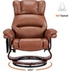image:imageMCombo Swivel Recliners with Ottoman Reclining TV Chairs with Vibration Massage Faux Leather Ergonomic Lounge Chair for Living Room Bedroom 4832 SaddleSaddle