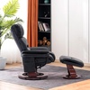 image:imageMCombo Swivel Recliners with Ottoman Reclining TV Chairs with Vibration Massage Faux Leather Ergonomic Lounge Chair for Living Room Bedroom 4832 SaddleBlack