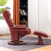 image:imageMCombo Swivel Recliners with Ottoman Reclining TV Chairs with Vibration Massage Faux Leather Ergonomic Lounge Chair for Living Room Bedroom 4832 SaddleBurgundy