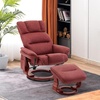 image:imageMCombo Swivel Recliners with Ottoman Reclining TV Chairs with Vibration Massage Faux Leather Ergonomic Lounge Chair for Living Room Bedroom 4832 SaddleBurgundy
