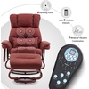 image:imageMCombo Swivel Recliners with Ottoman Reclining TV Chairs with Vibration Massage Faux Leather Ergonomic Lounge Chair for Living Room Bedroom 4832 SaddleBurgundy