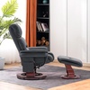image:imageMCombo Swivel Recliners with Ottoman Reclining TV Chairs with Vibration Massage Faux Leather Ergonomic Lounge Chair for Living Room Bedroom 4832 SaddleDark Grey
