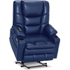 image:imageMCombo Triple Motor Power Lift Recliner Chair with Massage and Dual Heating Adjustable Headrest for Elderly People Faux Leather 7632 Blue MediumBlue