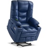 image:imageMCombo Triple Motor Power Lift Recliner Chair with Massage and Dual Heating Adjustable Headrest for Elderly People Faux Leather 7632 Blue MediumBlue