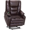 image:imageMCombo Triple Motor Power Lift Recliner Chair with Massage and Dual Heating Adjustable Headrest for Elderly People Faux Leather 7632 Blue MediumDark Brown