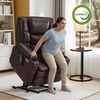 image:imageMCombo Triple Motor Power Lift Recliner Chair with Massage and Dual Heating Adjustable Headrest for Elderly People Faux Leather 7632 Blue MediumDark Brown