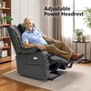 image:imageMCombo Triple Motor Power Lift Recliner Chair with Massage and Dual Heating Adjustable Headrest for Elderly People Faux Leather 7632 Blue MediumDark Grey