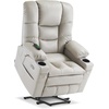 image:imageMCombo Triple Motor Power Lift Recliner Chair with Massage and Dual Heating Adjustable Headrest for Elderly People Faux Leather 7632 Blue MediumLight Grey