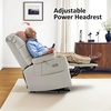 image:imageMCombo Triple Motor Power Lift Recliner Chair with Massage and Dual Heating Adjustable Headrest for Elderly People Faux Leather 7632 Blue MediumLight Grey