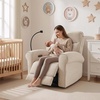 image:imageMCombo Triple Motor Power Swivel Rocker Recliner Chair for Living Room amp Nursery Rocks in Every Position Adjustable Power Headrest Extended Footrest Dual USB Ports PetFriendly Fabric PR638Beige