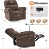image:imageMCombo Triple Motor Power Swivel Rocker Recliner Chair for Living Room amp Nursery Rocks in Every Position Adjustable Power Headrest Extended Footrest Dual USB Ports PetFriendly Fabric PR638Dark Brown