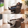 image:imageMCombo Triple Motor Power Swivel Rocker Recliner Chair for Living Room amp Nursery Rocks in Every Position Adjustable Power Headrest Extended Footrest Dual USB Ports PetFriendly Fabric PR638Dark Brown