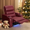 image:imageMCombo Triple Motors Power Recliner Chair with Power Headrest amp Lumbar Support for Living Room Home Theater Seating with Armrest Storage Tray Table and Dual Charging Ports HTS708 GreyRed