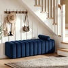image:imageMCombo Waiting Room Benches Guest Reception Lobby Chairs for Salon Velvet Upholstered Ottoman for Bedroom Entryway 4698 Dark GreyBlue