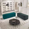 image:imageMCombo Waiting Room Benches Guest Reception Lobby Chairs for Salon Velvet Upholstered Ottoman for Bedroom Entryway 4698 Dark GreyGreen