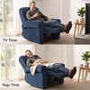 image:imageMCombo Wall Hugger Power Recliner Chair for Small Spaces Living Room RV USB amp TypeC Charging Ports Extra Wide 24 Seat Rolled Arm Electric Reclining Chair PetFriendly Fabric PR630 Dark BrownNavy Blue