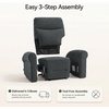image:imageMCombo Wall Hugger Power Recliner Chair for Small Spaces Living Room RV USB amp TypeC Charging Ports Extra Wide 24 Seat Rolled Arm Electric Reclining Chair PetFriendly Fabric PR630 Dark BrownDark Grey