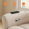 image:imageMCombo Wall Hugger Power Recliner Chair for Small Spaces Living Room RV USB amp TypeC Charging Ports Extra Wide 24 Seat Rolled Arm Electric Reclining Chair PetFriendly Fabric PR630 Dark BrownBeige