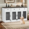image:imageMCombo Wooden Dog Crate Furniture with 4 Drawers and 4 Lockable Doors Pet Kennel TV Stand for MediumLarge Dogs 1872 White and GreyWhite and Brown
