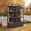 image:imageMCombo Wooden Greenhouse Walkin Outdoor Greenhouse with Openable Roof and Lockable Door 0899 Dark GreyBrown