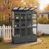 image:imageMCombo Wooden Greenhouse Walkin Outdoor Greenhouse with Openable Roof and Lockable Door 0899 Dark GreyDark Grey