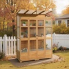 image:imageMCombo Wooden Greenhouse Walkin Outdoor Greenhouse with Openable Roof and Lockable Door 0899 Dark GreyNatural