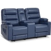 image:imageMCombo Zero Gravity Power Loveseat Recliner with Console Heat and Vibration Massage Reclining Loveseat Sofa with USB Ports Cup Holders for Living Room Faux Leather PR622Sets Navy BlueNavy Blue