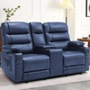 image:imageMCombo Zero Gravity Power Loveseat Recliner with Console Heat and Vibration Massage Reclining Loveseat Sofa with USB Ports Cup Holders for Living Room Faux Leather PR622Sets Navy BlueNavy Blue