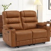 image:imageMCombo Zero Gravity Power Loveseat Recliner with Console Heat and Vibration Massage Reclining Loveseat Sofa with USB Ports Cup Holders for Living Room Faux Leather PR622Sets Navy BlueSaddle