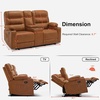 image:imageMCombo Zero Gravity Power Loveseat Recliner with Console Heat and Vibration Massage Reclining Loveseat Sofa with USB Ports Cup Holders for Living Room Faux Leather PR622Sets Navy BlueSaddle