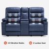 image:imageMCombo Zero Gravity Power Loveseat Recliner with Console Heat and Vibration Massage Reclining Loveseat Sofa with USB Ports Cup Holders for Living Room Faux Leather PR622Sets Navy BlueNavy Blue