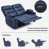 image:imageMCombo Zero Gravity Power Loveseat Recliner with Console Heat and Vibration Massage Reclining Loveseat Sofa with USB Ports Cup Holders for Living Room Faux Leather PR622Sets Navy BlueNavy Blue