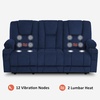 image:imageMCombo Zero Gravity Power Loveseat Sofa with Console Heat and Massage Reclining Loveseat for Living Room Fabric 6035SET Grey Loveseat with ConsoleNavy Blue