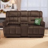 image:imageMCombo Zero Gravity Power Recliner Sofa with Drop Down Table Heat and Vibration Massage 3 Seater Dual Reclining Couch with USB Ports Cup Holders for Living Room Fabric RS6236 GreyDark Brown