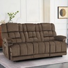 image:imageMCombo Zero Gravity Power Recliner Sofa with Drop Down Table Heat and Vibration Massage 3 Seater Dual Reclining Couch with USB Ports Cup Holders for Living Room Fabric RS6236 GreyDark Brown
