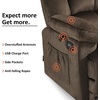 image:imageMCombo Zero Gravity Power Recliner Sofa with Drop Down Table Heat and Vibration Massage 3 Seater Dual Reclining Couch with USB Ports Cup Holders for Living Room Fabric RS6236 GreyDark Brown