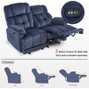 image:imageMCombo Zero Gravity Power Recliner Sofa with Drop Down Table Heat and Vibration Massage 3 Seater Dual Reclining Couch with USB Ports Cup Holders for Living Room Fabric RS6236 GreyNavy Blue