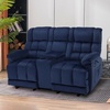 image:imageMCombo Zero Gravity Power Recliner Sofa with Drop Down Table Heat and Vibration Massage 3 Seater Dual Reclining Couch with USB Ports Cup Holders for Living Room Fabric RS6236 GreyNavy Blue