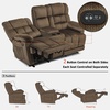 image:imageMCombo Zero Gravity Power Recliner Sofa with Drop Down Table Heat and Vibration Massage 3 Seater Dual Reclining Couch with USB Ports Cup Holders for Living Room Fabric RS6236 GreyDark Brown