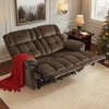 image:imageMCombo Zero Gravity Power Recliner Sofa with Drop Down Table Heat and Vibration Massage 3 Seater Dual Reclining Couch with USB Ports Cup Holders for Living Room Fabric RS6236 GreyDark Brown