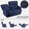 image:imageMCombo Zero Gravity Power Recliner Sofa with Drop Down Table Heat and Vibration Massage 3 Seater Dual Reclining Couch with USB Ports Cup Holders for Living Room Fabric RS6236 GreyNavy Blue