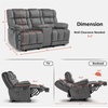 image:imageMCombo Zero Gravity Power Recliner Sofa with Drop Down Table Heat and Vibration Massage 3 Seater Dual Reclining Couch with USB Ports Cup Holders for Living Room Fabric RS6236 GreyGrey