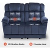 image:imageMCombo Zero Gravity Power Recliner Sofa with Drop Down Table Heat and Vibration Massage 3 Seater Dual Reclining Couch with USB Ports Cup Holders for Living Room Fabric RS6236 GreyNavy Blue
